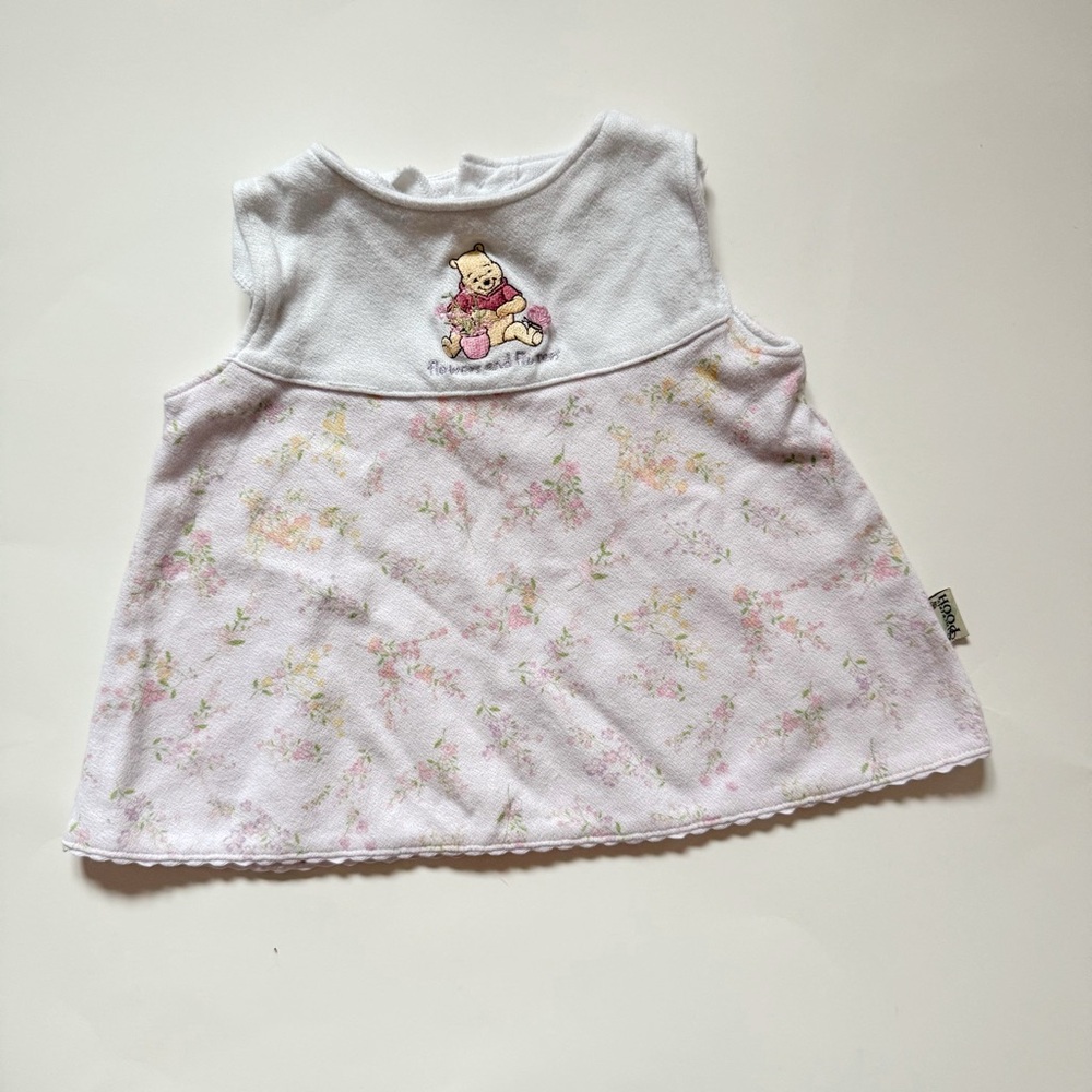 Disney Sincerely Pooh Winnie The Pooh White and Pink Baby Dress size 3-6 months